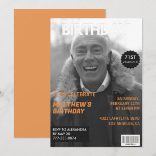 Black and white Magazine Editorial 71st birthday Invitation
