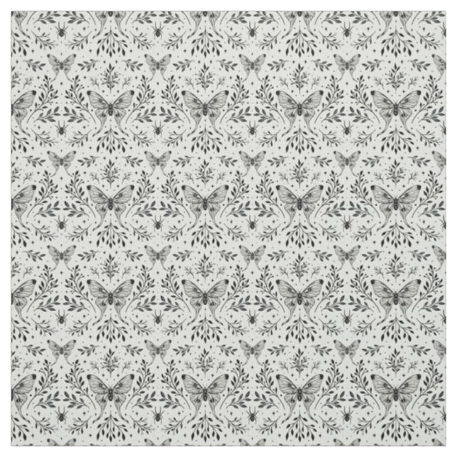 Black and White Magical Moth Fabric (Swatch)