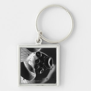 Black and white magnification of blood cells keychain