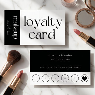 Black And White Makeup Client Loyalty Card 
