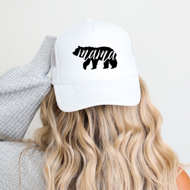 Black and White Mama Bear Trucker Hat (Creator Uploaded)