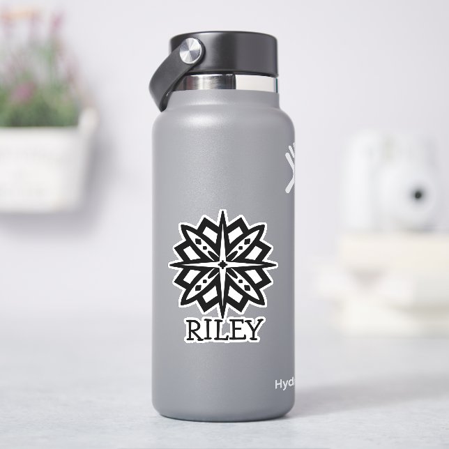 Black and White Mandala and Name Personalized Stic (HydroFlask)