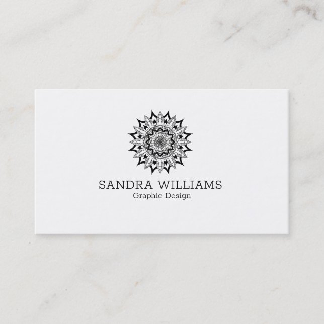 Black and white mandala business card (Front)