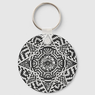 Black and white mandala design keychain