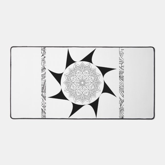 Black and White Mandala Desk Mat (Front)
