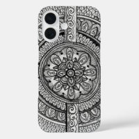 Black and White Mandala Flower Floral Patterned