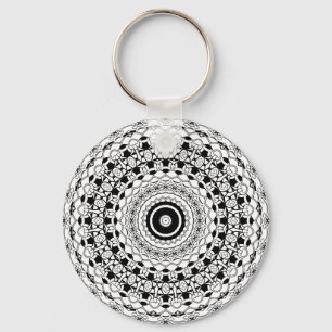 Black And White Mandala Keychain