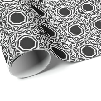 Black and White Mandala lines Pattern 1 Wrapping Paper