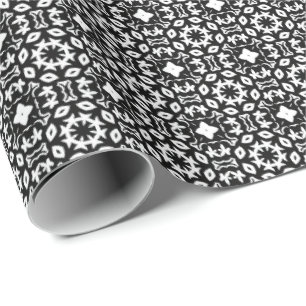 Black and White Mandala lines Pattern 2 Wrapping Paper