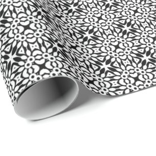 Black and White Mandala lines Pattern 7 Wrapping Paper