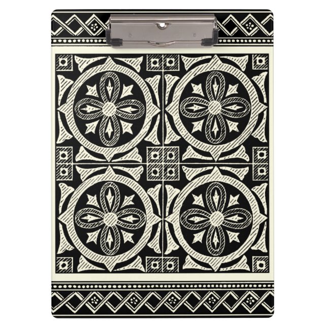 Black and White Mandala Motif by Vision Studio Clipboard (Front)