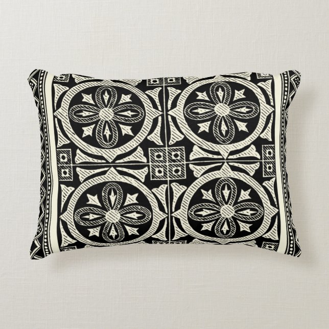 Black and White Mandala Motif by Vision Studio Decorative Pillow (Front)