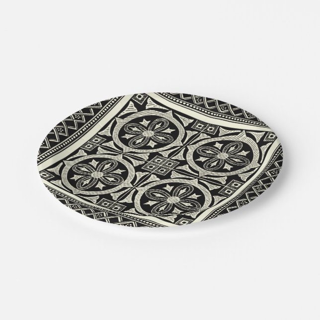 Black and White Mandala Motif by Vision Studio Paper Plate (Angled)