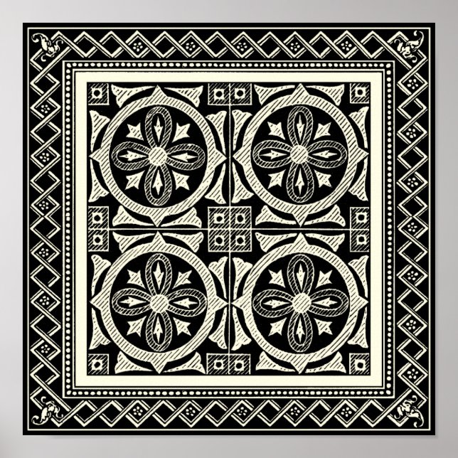 Black and White Mandala Motif by Vision Studio Poster (Front)