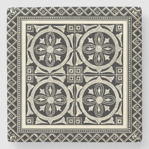 Black and White Mandala Motif by Vision Studio Stone Coaster