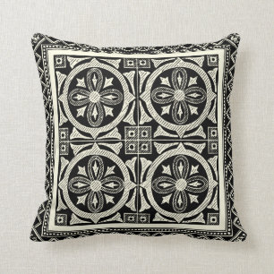 Black and White Mandala Motif by Vision Studio Throw Pillow