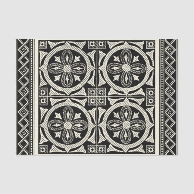 Black and White Mandala Motif by Vision Studio Tissue Paper (Front)