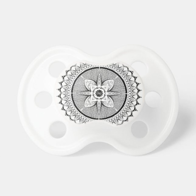 Black and white mandala pacifier (Front)