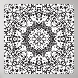 Black and White Mandala Poster
