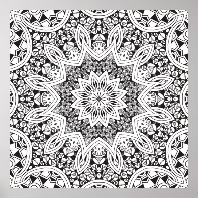 Black and White Mandala Poster (Front)