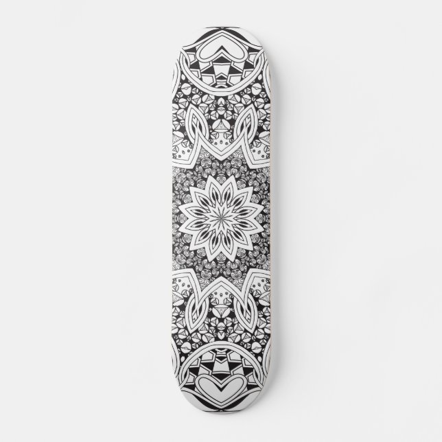 Black and White Mandala Skateboard (Front)