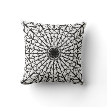 Black and White Mandala Throw Pillow
