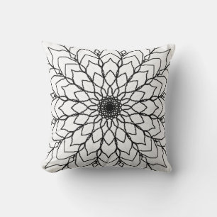 Black and White Mandala Throw Pillow