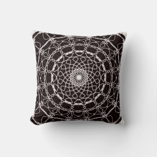 Black and White Mandala Throw Pillow