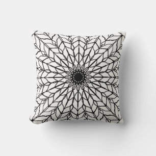 Black and White Mandala Throw Pillow