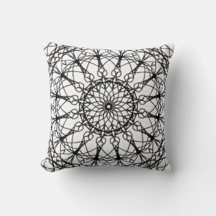 Black and White Mandala Throw Pillow