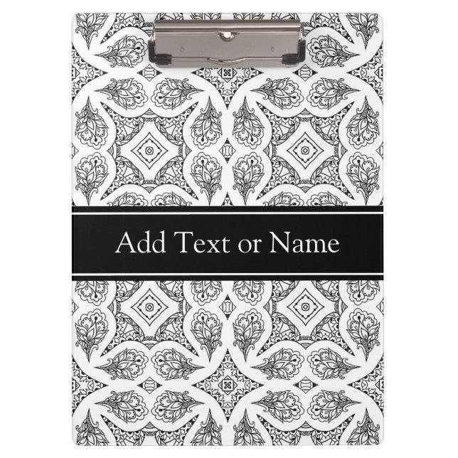 Black and White Mandala Zen  Personalized Clipboard (Front)