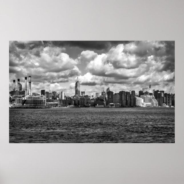 Black and White Manhattan Panoramic view Poster (Front)
