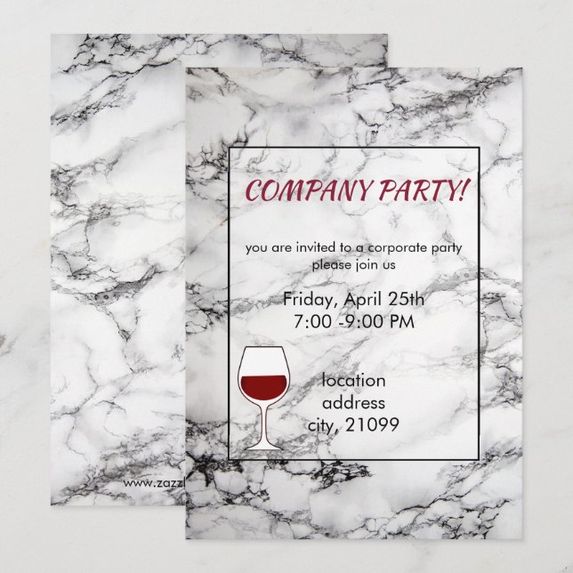 Black And White Marble And Glass Invitation (Front/Back)