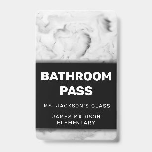 Black and White Marble Back To School Bathroom Badge