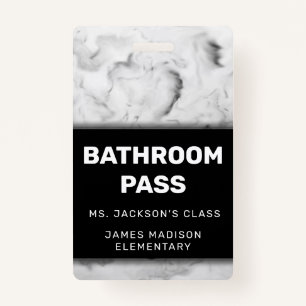 Black and White Marble Back To School Bathroom Badge