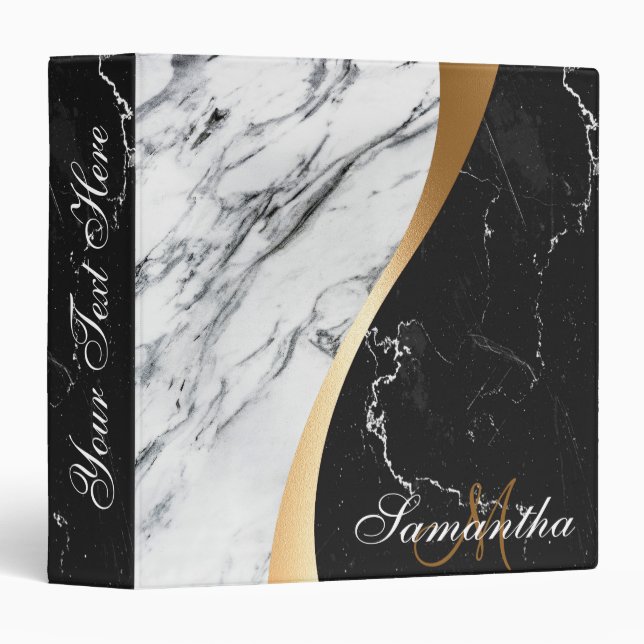 Black and White Marble Binder (Front/Spine)