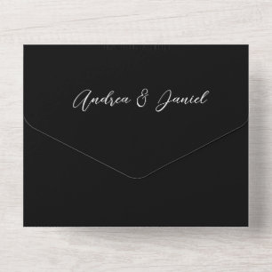 Black and White Marble Calligraphy Wedding All In One Invitation