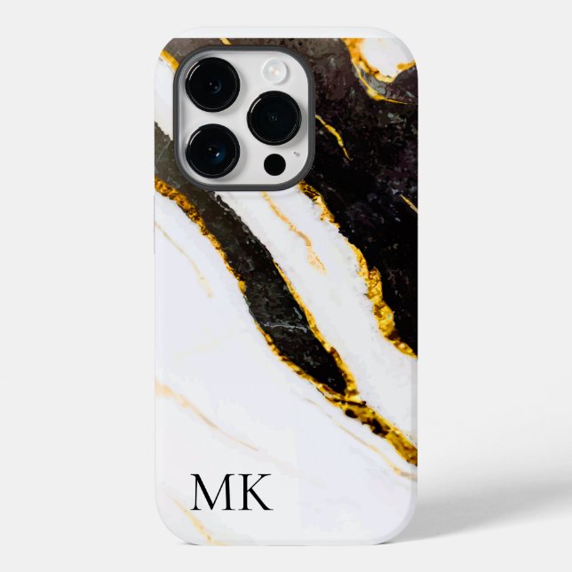 Black and White Marble Case-Mate iPhone Case (Back)