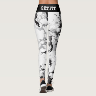 Black and White Marble Design - Get Fit Leggings