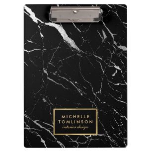 Black and White Marble Designer Personalized Clipboard