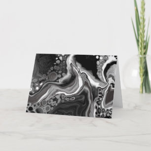 Black and White Marble Digital Fluid Art Blank Card