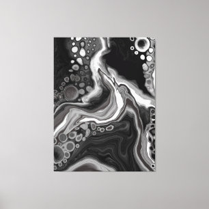 Black and White Marble Digital Fluid Art    Canvas Print