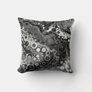 Black and White Marble Digital Fluid Art   Throw Pillow