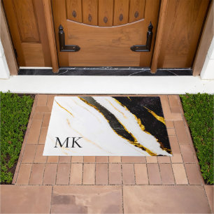 Black and White Marble Doormat
