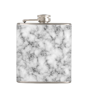 Black and White Marble Finish Hip Flask