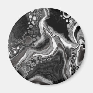 Black and White Marble Fluid Art Magnet