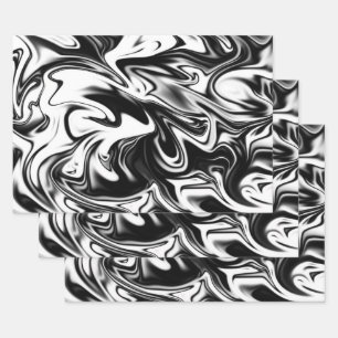 Black And White Marble, Gift Wrap Decoupage Sheets
