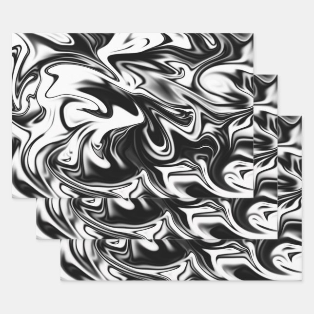 Black And White Marble, Gift Wrap Decoupage Sheets (Set)