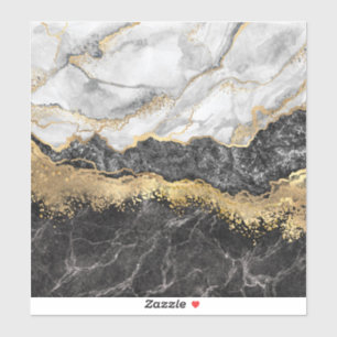 Black and White Marble Gold Foil Monogram