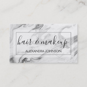 Black and White Marble Hair and Makeup Business Card